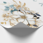 ホワイト金ゴールド結婚ネイビー/シャワーおめでとう ラッピングペーパー (角)