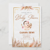 ホワイト金ゴールド美学ベビーシャワー招待状 招待状 (正面)