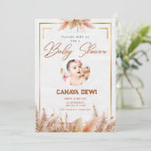 ホワイト金ゴールド美学ベビーシャワー招待状 招待状 (スタンド正面)