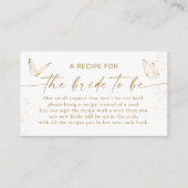 ホワイト金ゴールド蝶ブライダルシャワーレシピ要求 エンクロージャーカード (正面)