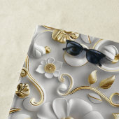 ホワイト金ゴールド装飾3Dフローラフローラ ビーチタオル (インサイチュ)