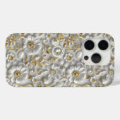 ホワイト金ゴールド装飾3Dフローラフローラ Case-Mate iPhoneケース (裏面 (横))
