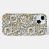 ホワイト金ゴールド装飾3Dフローラフローラ Case-Mate iPhoneケース (裏面 (横))