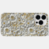 ホワイト金ゴールド装飾3Dフローラフローラ Case-Mate iPhoneケース (裏面 (横))