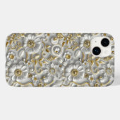 ホワイト金ゴールド装飾3Dフローラフローラ Case-Mate iPhoneケース (裏面 (横))