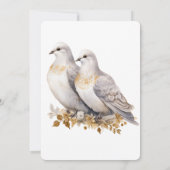 ホワイト金ゴールド車と花模様婚約パーティ 招待状 (裏面)