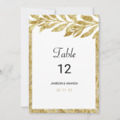 ホワイト金ゴールド離れエレガンスフローラテーブル番号 招待状 (正面)