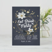 ホワイト金ゴールド食べフローラドリンク&パーティー結婚ズ 招待状 (スタンド正面)