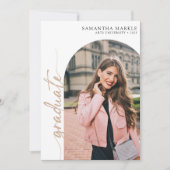 ホワイト金ゴールド2025卒業招待状と写真 招待状 (正面)