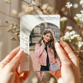 ホワイト金ゴールド2025卒業招待状と写真 招待状