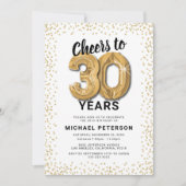 ホワイト金ゴールド30th誕生日パーティー 招待状 (正面)