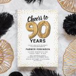 ホワイト金ゴールド90th誕生日パーティー 招待状<br><div class="desc">90回目のバースデーパーティ招待状でマイルストーンエレガントお祝いを強化！多彩な白い背景、金ゴールドスパークリーグリッター、90度の金ゴールドヘリウムバルーン魅力的、そしてパーソナライズする風であるトレンディー90歳の誕生日文字を搭載！この特別ユニークな日にtouchを追加し、ゲストに思い出に残るイベントを期待させる。</div>