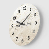 ホワイト金ゴールド・グラム・レオパード・プリパーソナライズされたント ラージ壁時計 (傾斜)