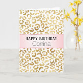 ホワイト金ゴールド・グラム・レオパード・プリント カード (黄色い花)