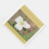 ホワイト金ゴールド&グリーントリリウム紙ナプキンス (コーナー)