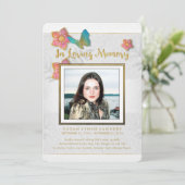 ホワイト金ゴールド&グレーバタフライメモリアル サンキューカード (スタンド正面)