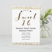ホワイト金ゴールド&ブラックシック甘い16誕生日パーティー 招待状 (スタンド正面)