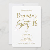 ホワイト金ゴールド&ブラックモダンシックミニマルスウィート16 招待状 (正面)