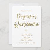 ホワイト金ゴールド&ブラックモダン15ミニマルキンセアニラ 招待状 (正面)