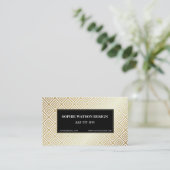 ホワイト金ゴールド&ブラック金属クラシック製ビジネスカード 名刺 (スタンド正面)