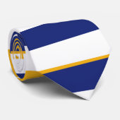 ホワイト金ゴールド&ブルーラグビーストライプビーネクタイ ネクタイ (ロール)