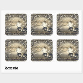 ホワイト金ゴールド&ブロンズマスカレードマスク誕生日パーティー スクエアシール (シート)