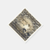 ホワイト金ゴールド&ブロンズマスカレードマスク誕生日パーティー スタンダードカクテルナプキン (角)