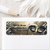 ホワイト金ゴールド&ブロンズマスカレードマスク誕生日パーティー ラベル (インサイチュ)