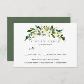 ホワイト開花シ結婚ックの応答RSVP MEALオプション 出欠カード (正面/裏面)