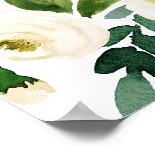 ホワイト開花スクエア結婚プラグ抜き式サイン ポスター (角)