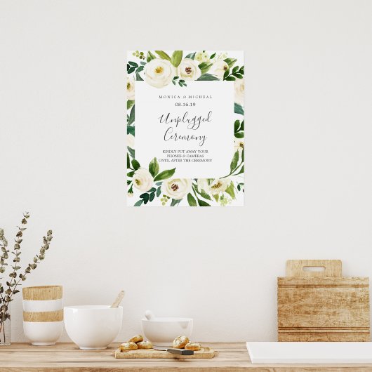 ホワイト開花スクエア結婚プラグ抜き式サイン ポスター (キッチン)