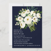 ホワイト開花ブルーブーケ結婚スブライダルブランチ 招待状 (正面)