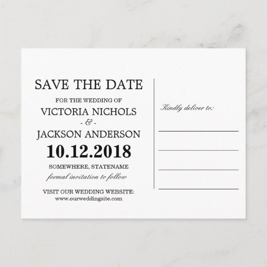 ホワイト開花木材フローラウェディング日付を保存 案内ポストカード (裏面)