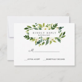 ホワイト開花結婚フレームの応答RSVP 出欠カード