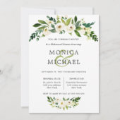 ホワイト開花 |の結婚リハーサルディナー 招待状 (正面)