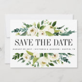 ホワイト開花 |フローラ結婚の写真の日付を保存 セーブザデート (正面)