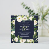 ホワイト開花 |ブルーフローラボタニカル結婚ズ 招待状 (スタンド正面)