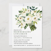 ホワイト開花 |ブーケ・ブリデスメイド・ランチョー結婚ズ 招待状 (正面)