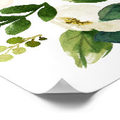 ホワイト開花 |取り外し結婚式のサイン ポスター (角)