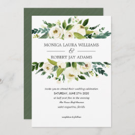 ホワイト開花 |洗練された結婚式招待状 招待状