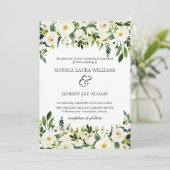 ホワイト開花 |白い花の素朴結婚な 招待状 (スタンド正面)