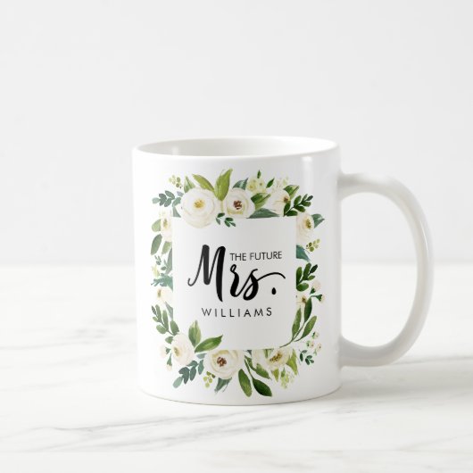 ホワイト開花 |結婚の未来MRSタイポグラフィ コーヒーマグカップ (右)