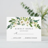 ホワイト開花 | Chicフローラ結婚の応答RSVP 出欠カード (スタンド正面)