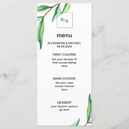 ホワイト離れのメニューのミニマル結婚リスト緑 メニュー