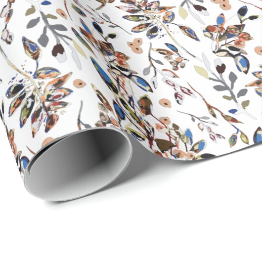 ホワイト離れベリー水彩花の模様 ラッピングペーパー (ロールコーナー)