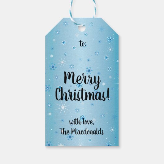 ホワイト雪だるまブルースノーフレークスクリスマスプレゼントラベル ギフトタグ (裏面)
