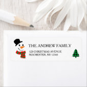 ホワイト雪だるま&クリスマスツリークリスマス ラベル (インサイチュ)