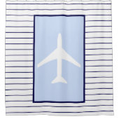 ホワイト飛行機キャプテンパイロット航空空 シャワーカーテン (正面)