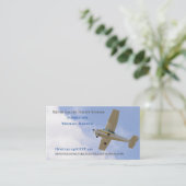 ホワイト飛行機フライトスクールインストラクターパイロット 名刺 (スタンド正面)