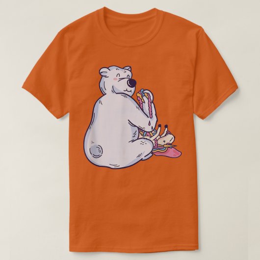 ホワイト食べベアのユニコーン Tシャツ (デザイン正面)
